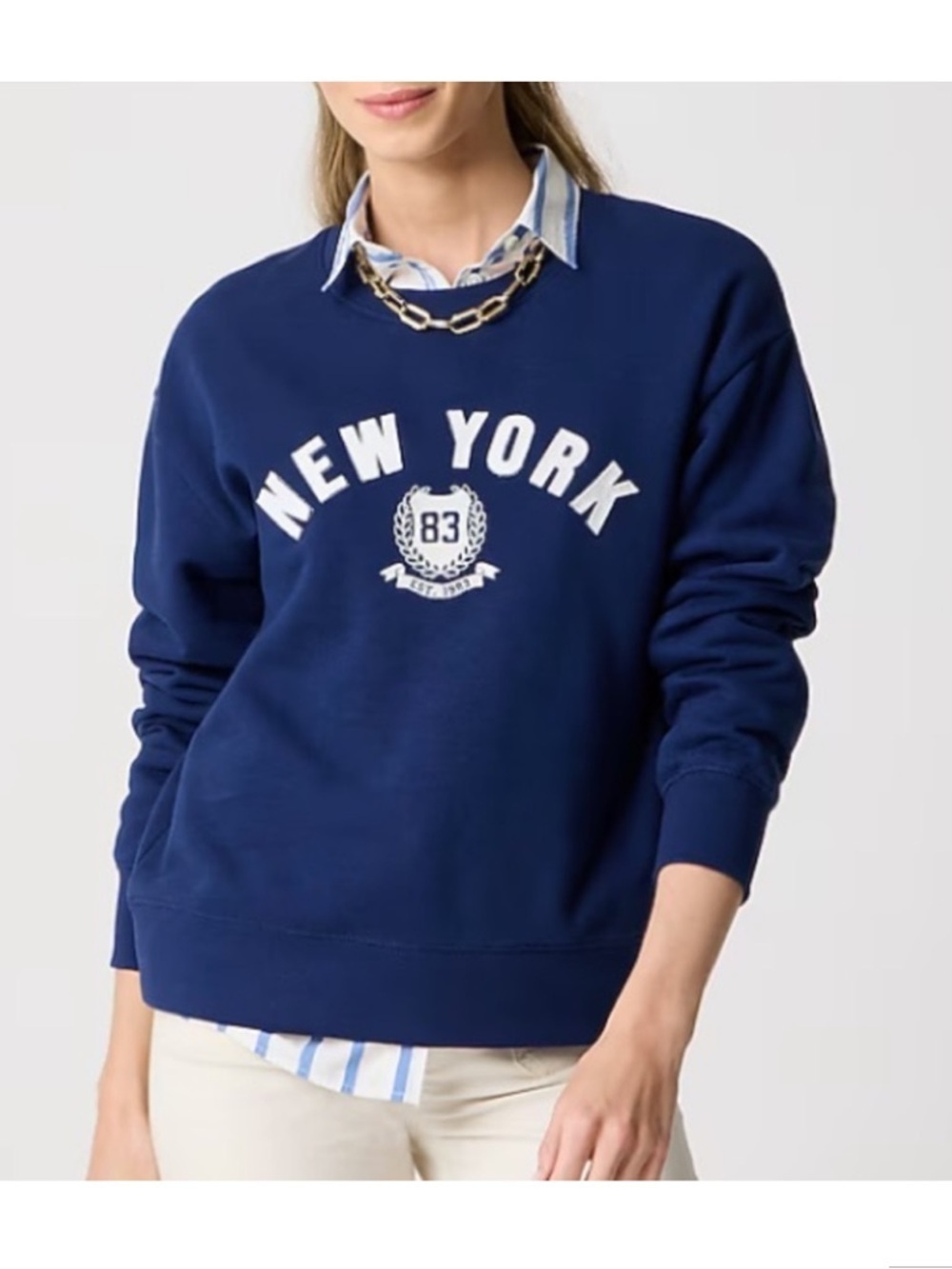 J. Crew Navy Blue‎ "New York" Graphic Raglan Sweatshirt XS